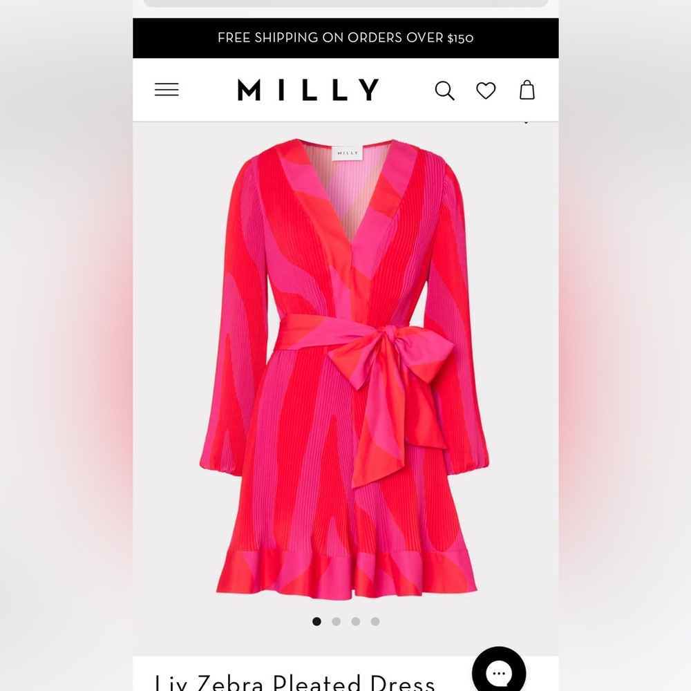 Milly Liv Zebra Pleated Mini Dress- Pink and Scarlet Sized 10